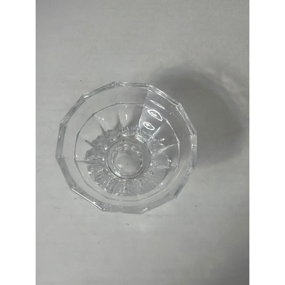 Vintage Clear Pressed Glass Pedestal Votive Candle Holder Trinket Dish 2.5in